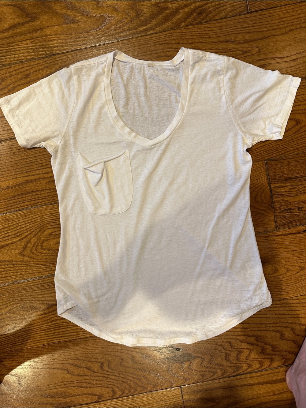 Altar'd State White Short Sleeve V-Neck Pocket Tee